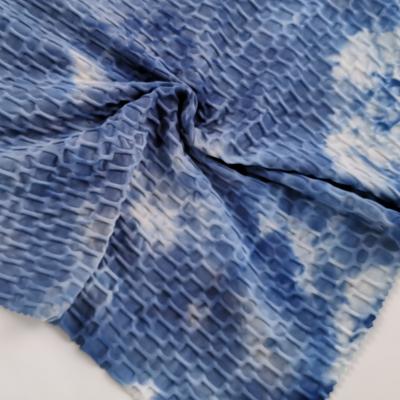 China Most Popular Polyester Spandex Jacquard Tie Dye Memory Knitted Honeycomb Fabric For Yoga Pants for sale