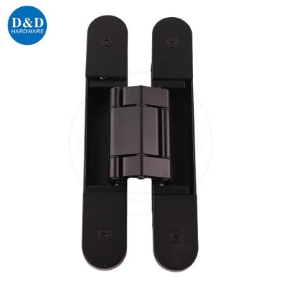 China Hot Sale Modern 3D Zinc Alloy Heavy Duty Black Adjustable Hidden Invisible Concealed Hidden Wooden Door Hinges 80 Kg for sale