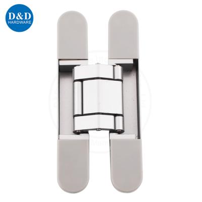 China Modern European Style 180 Degree 3D Zinc Alloy Silver Adjustable Invisible Concealed Wooden Door Hinge for sale