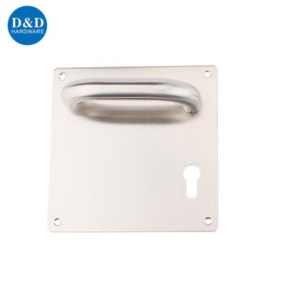 China Modern 304 Stainless Steel Metal Bathroom Toilet Door Knob Lever Handle With Square Plate for sale