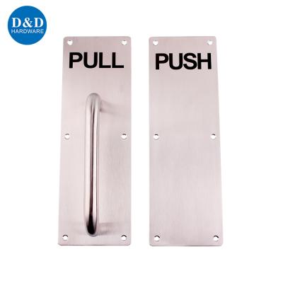 China Modern High Quality Construction Push Pull Entry Door Stainless Steel Handle With Plate for sale