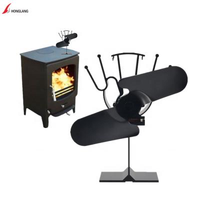 China Hotel Accessories Aluminum Fireplace 2 Fan Blade Silence No Noise Heat Powered Stove Fan for sale