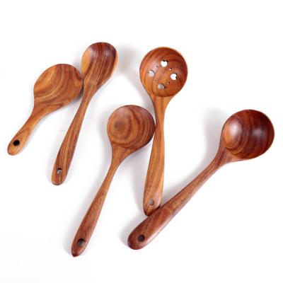 China Wholesale Teak Spoon Meal Stocked Wooden Spoon Shovel Tableware Cooking Long Handle Turner Household Spatula Spatula Wooden Set for sale