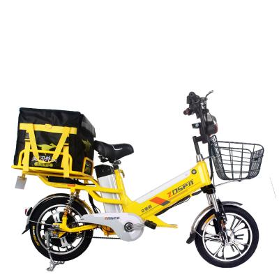 China 16 inch steel electric bicycle for outing food delivery with 48v 30Ah battery 350W motor front and rear double suspension for sale