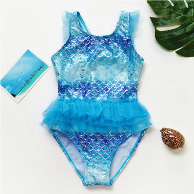 China Summer QUICK DRY High Quality Blue Girl Swimwear Children One Piece Swimsuit for sale