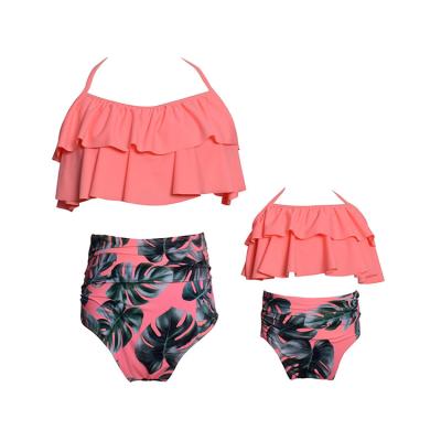 China Breathable Mommy and Me Clothing Family Printed Swimming Suits Woman Beach Wear Parent Child Swimsuit for sale