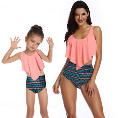 China Breathable Mommy And Me Apparel Printed Swim Suits Woman Beach Wear Women Swimsuits For Parent And Child for sale