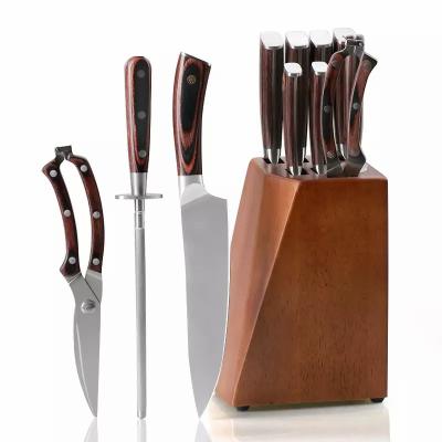 China Sustainable Kitchen Chef Blade 3cr14 Stainless Steel 6PCS Knife Set With Wooden Block for sale