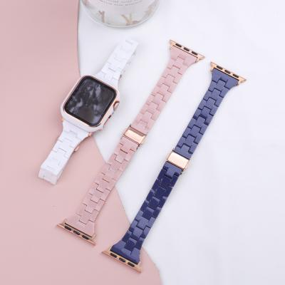 China 45mm Resin Imitation PC Strap 41mm For Apple Watch 7 5 4 3 42mm 38mm Se 6 Women Sport Luxury Belt Strap For iwatch 7 Band for sale