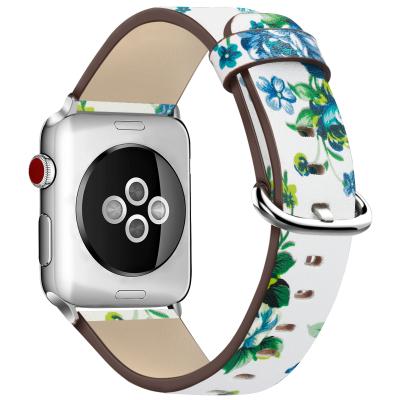 China Apple Watch Apple Watch Leather Strap iwatch Print Leather Strap Belt Applicable Stain Leather for sale