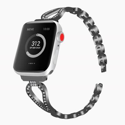 China Daily life suitable for iwatch apple watch metal diamond-studded stainless steel chain strap for sale