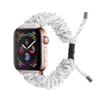 China Elastic For Apple Watch Umbrella Tie Braided To Tie 44mm 40mm 42mm 38mm Smartwatch Strap For IWatch 3 4 5 6 Serise Nylon Braided Belt for sale