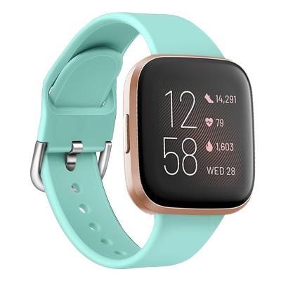 China Watch band strap suitable for fitbit versa silicone watch band, solid color reverse buckle strap for sale