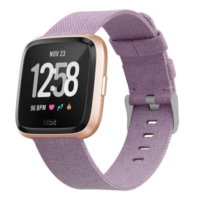 China Watch Band Strap Suitable For Fitbit Versa 2 Smart Watch Denim Canvas Leather Strap Casual Nylon Strap for sale