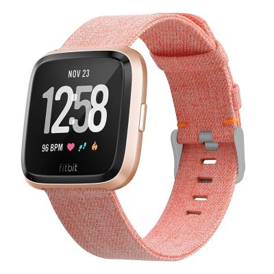 China Watch Band Strap Suitable For Fitbit Versa 2 Smart Watch Denim Canvas Leather Strap Casual Nylon Strap for sale