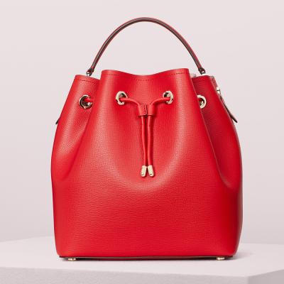 China Custom Red Bucket Bag Bucket Bag Drawstring Logo Vegan Faux Leather Luxury Ladies Classic Purse Bucket Purse For Women for sale