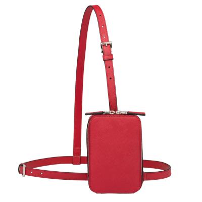 China Custom Made Leather Men's Vegan Fashion Trunk Rig Saffiano Rig Pack Mini Small Crossbody Vest Bag For Men for sale