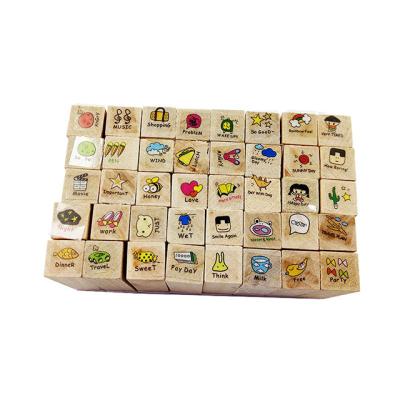 China No Smell 40Pcs DIY Decorative Seal Stamps Wooden Box With Cute Girl's Happy Day Seal Set for sale