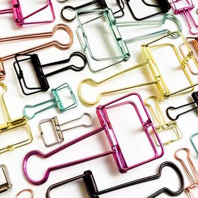 China Metal Size 8 Colors Metal Long Tail Staples Mini Binder Clips Multifunctional 3 Colors Bookmark for sale