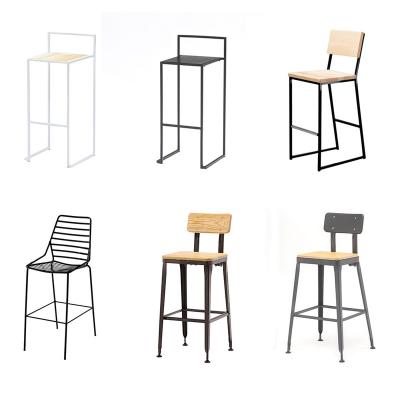 China Bar Stool Industrial Outdoor Metal Steel Legs Chair Seat Restaurant Garden Cafe Bar Solid Wood Furniture for sale