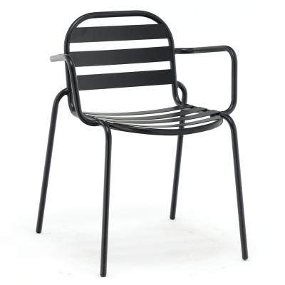 China Outdoor Use Furniture Gold Color Metal Dining Chair Stackable Outside Lounge Chair for sale