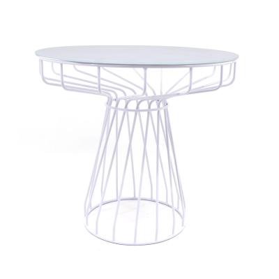 China Fashion Design Dining Table Outdoor And Indoor White Tempered Glass Table Coffee Table With Glass Top for sale