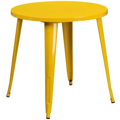 China Outdoor Commercial Use Furniture Round Table Metal Cladding Table For Outdoor Party for sale