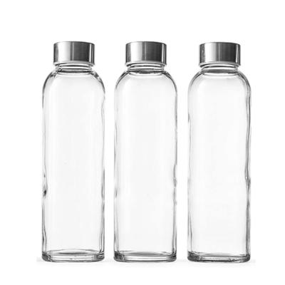 China Beverage 300ml 420ml 500ml 750ml 1000ml Clear Glass Water Bottle With Screw Cap for sale