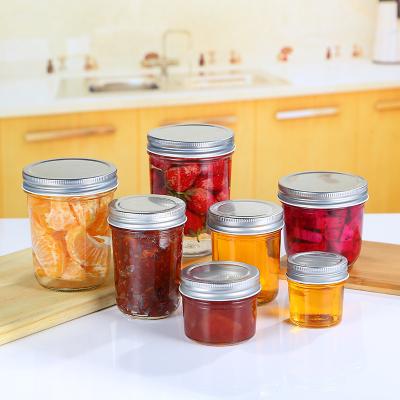 China 4 oz Microwavable Food Contain Wide Mouth Mini Glass Mason Jelly Jam Jars With Airtight Lids for sale