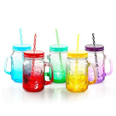 China Wholesale Custom Microwavable Beer Juice Drinking Mugs 16oz Mason Jar Glass Mugs for sale