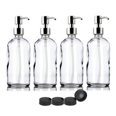 China 250ml 500ml Cosmetic Luxury Empty Foam Lotion Soap Dispenser Glass Bottle With Pump for sale