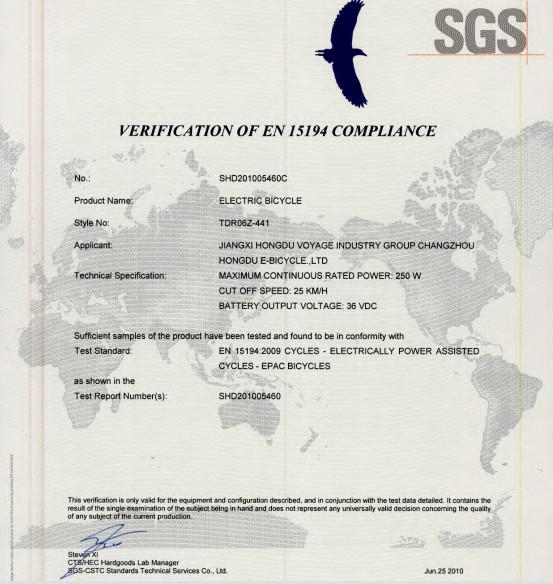 EN15194 - Changzhou Enages International CO.,Ltd