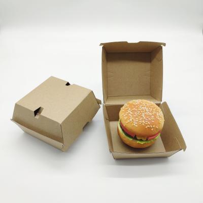 China Disposable F-groove Kraft Paper Box Take Away Hamburger Box Fast Food Meal Box Environmentally Friendly for sale