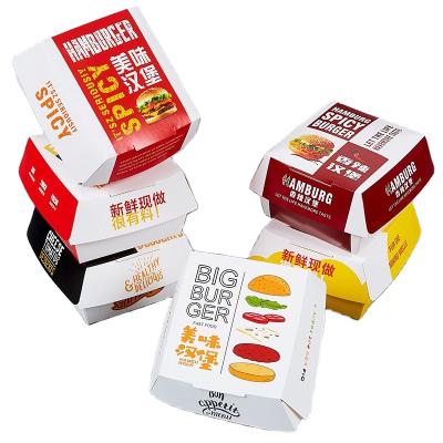 China Korean Disposable White Disposable Hamburger Box Card Style Free Folding Universal Free Folding Hamburger Box Soak Film Oil Proof Packaging BO for sale