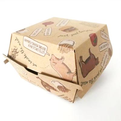 China Hot Sale Disposable Hamburger Packaging Fast Food Paper Box Recyclable for sale