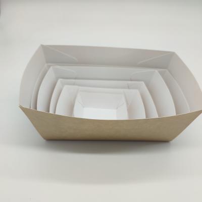 China Biodegradable Brown Cardboard Tray French Fries Fried Chicken Tray APPLE CHIPS for sale