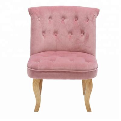 China Pink French Velvet Chair Slipper Design Leisure Chair Style Wooden Legs Hot Selling Comfortable Chair for sale