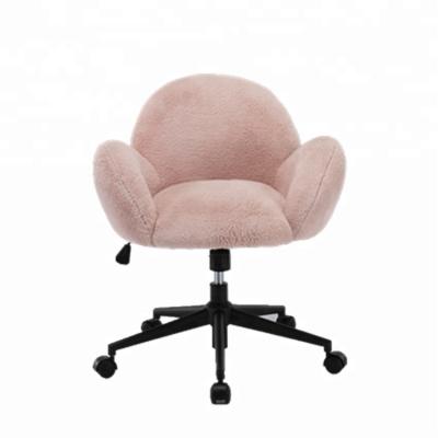 China Modern Chair Pink Fur Fabric Dining Chair, Swivel Office Chair, Modern Design Armchair with Metal Leg for Living Room, Restaurant, Hotel for sale