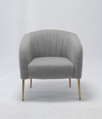 China European Style Simple Sofa Chair, Gary Velvet Round Arm Chair with Gold Leg for Living Room, Hotel Guest, Leisure Chair Restaurant for sale