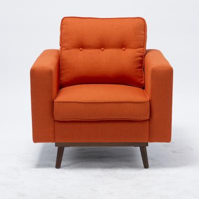 China Leisure Chair Leisure Fabric Armchair, Classic PU Hotel Guest Accent Chair, Wood Frame Lounge Chair in Orange for sale