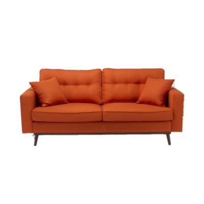 China Modern Eco-friendly Style Leisure Fabric Sofa With Wooden Legs, Casual Lobby Sofa Orange, Hotel Warm 3 Seat Loveseat For Home Use for sale