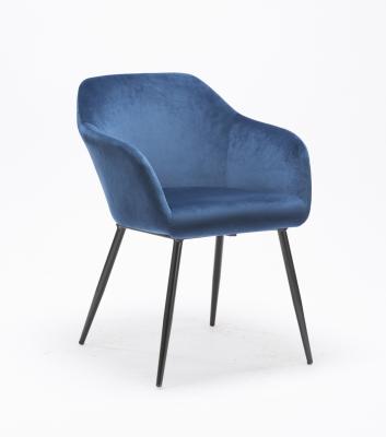 China Dining Chair Blue Velvet Dining Chair, Hotel Guest Sofa Chair with Metal Frame for Cafe, Restaurant, Living Room for sale