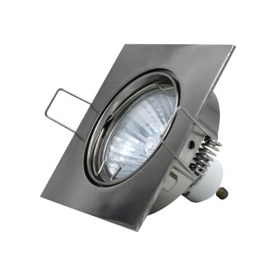 China Modern GU10 MR16 Square Aluminum Alloy Downlight Fixture 2Circle, Can Turn Angle Halogen Downlight Housing for sale