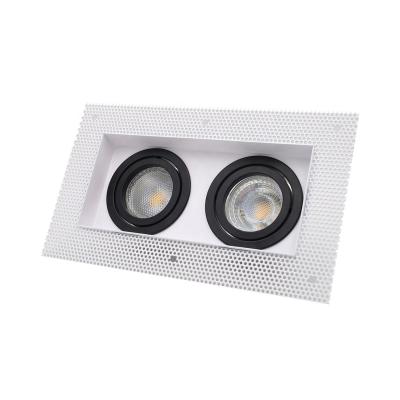 China Modern 20w square ultra slim adjustable twin head mr16 gu10 recessed trimless downlight for sale