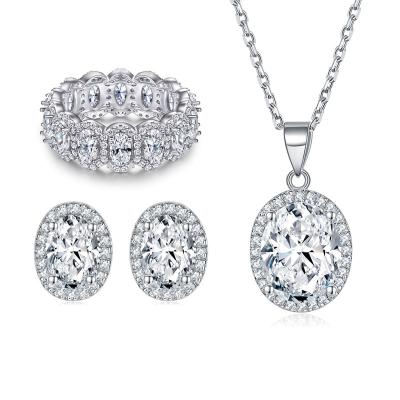 China High Quality Jewelry Set Luxury 925 Silver Women Jewelry Set White Gold Plated Zircon Around Pendant Jewelry Set for sale