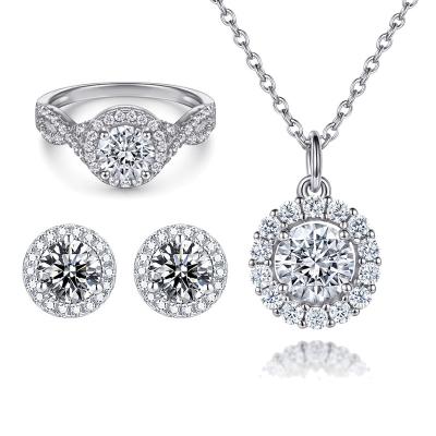 China High Quality Jewelry Set Custom 925 Silver Necklace Set Jewelry Zircon Round Jewelry Set For Women for sale