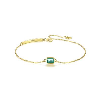 China CLASSIC Fashion Jewelry 14K Silver Gold Plated With Emerald Cut Gemstone Chains Cubic Zirconia Bracelets For Women for sale