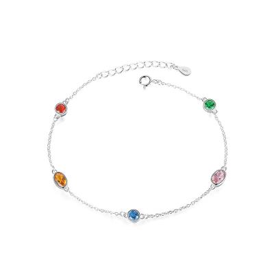 China CLASSIC Wholesale Ladies Jewelry 925 Sterling Silver Chain Colorful Cubic Zirconia Birthstone Bracelets For Women for sale