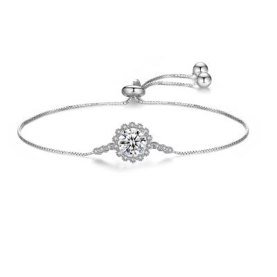 China CLASSIC Jewelry Moissanite Crystal Gemstone Adjustable Sunflower Silver 925 Tarnish Free Bracelets For Women for sale