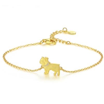 China CLASSIC Custom Fashion 925 Silver Silver 18K Gold Plated Dog Zodiac Animal Bracelet For Women for sale